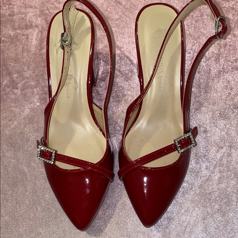 Elegant Red Slingback Heels